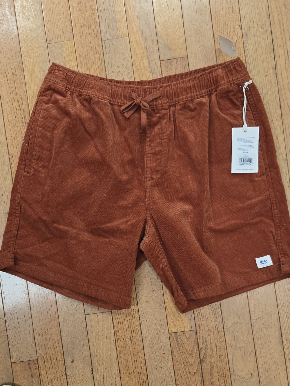 Katin Men's Large Katin Corduroy Drawstring Shorts - Rust